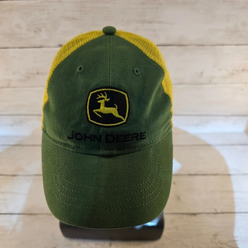 John Deere Toddler Trucker Hat Green Yellow Mesh Snapback Logo Cap One Size